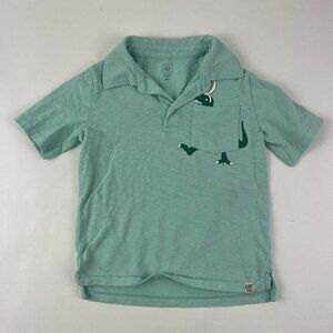 Baby Gap Polo Boys 5T Green Dinosaur Pocket Short Sleeve